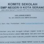 Tidak Terima Diberitakan Pungli, Komite Sekolah SMPN 9 Kota Serang Berikan Hak Jawab, dan Mengakui Tapi Hasil Musyawarah
