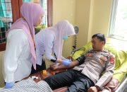 Peringati HUT Humas Polri ke-74, 100 Personel Polres Lampung Barat Ikut Donor Darah