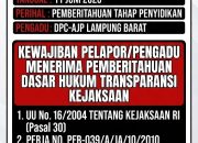 Lampung Barat Tagih Transparansi Kejaksaan Terkait Kasus Dugaan Korupsi Sekretariat DPRD, Ingatkan Kewajiban Pemberitahuan kepada Pelapor