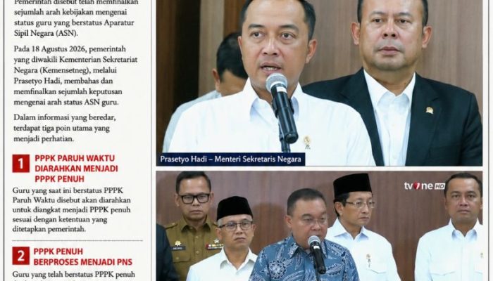 Arah Baru Status ASN Guru: PPPK Paruh Waktu Disebut Akan Diangkat Penuh, PPPK Berproses Menjadi PNS Tahun 2027 Mendatang