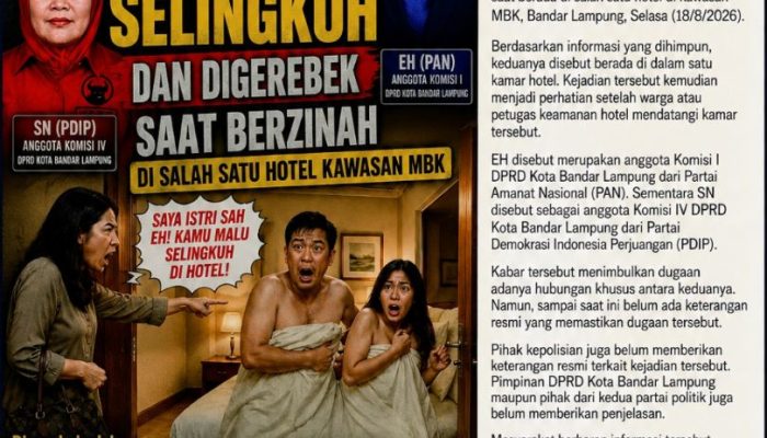 Ganti judul berita. Dua Anggota DPRD Bandar Lampung Diduga Digerebek di Hotel Saat Sedang Indehoy