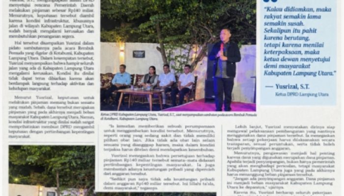 Ketua DPRD Ungkap Alasan Setujui Pinjaman Rp140 Miliar untuk Perbaikan Jalan Saat Acara Rembuk Pemuda, Jawaban yang Cerdas Buat Anak Muda Lampung Utara