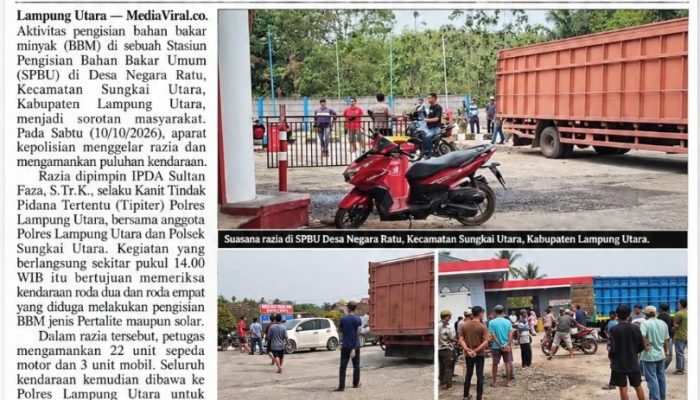 Razia SPBU di Sungkai Utara, Polisi Amankan 22 Sepeda Motor dan 3 Mobil