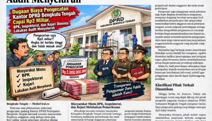 Dugaan Biaya Pengecatan Kantor DPRD Bengkulu Tengah Capai Rp2 Miliar, BPK, Inspektorat, dan Kejari Diminta Lakukan Audit Menyeluruh